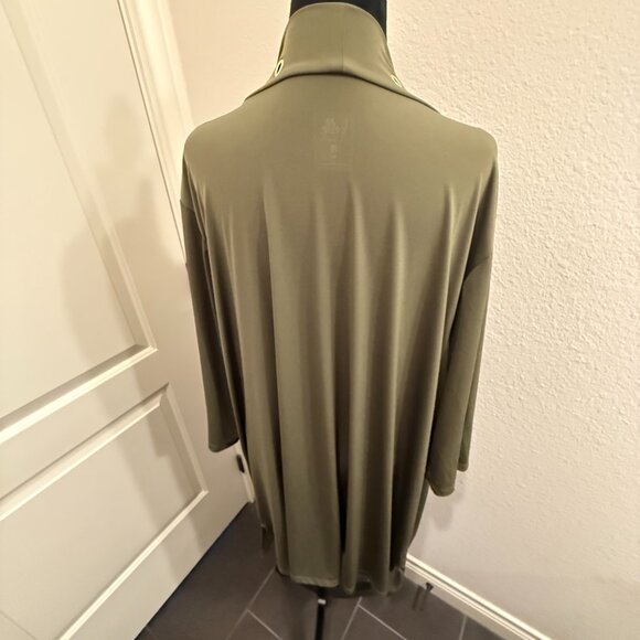 Belle Kim Gravel Green 3/4 Sleeve Grommet Detail Topper Sz 3XL - Picture 2 of 7